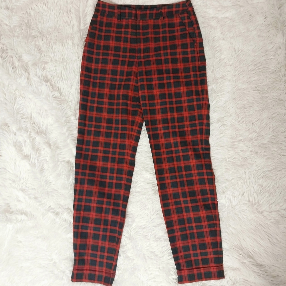H&M Red and Black Slim Fit Trousers Size 2